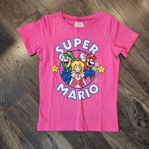NWOT Super Mario Pink T Shirt Girl's Size 8 Crew Neck